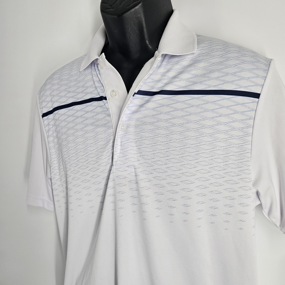 PGA Tour Pro Series White Polo Shirt Mens Size Small Button up Golf Athletic Fit
